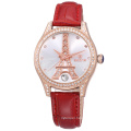 SKONE 9362 Fashion Eiffel Tower pattern watches ladies watch with zircon arround the bezel